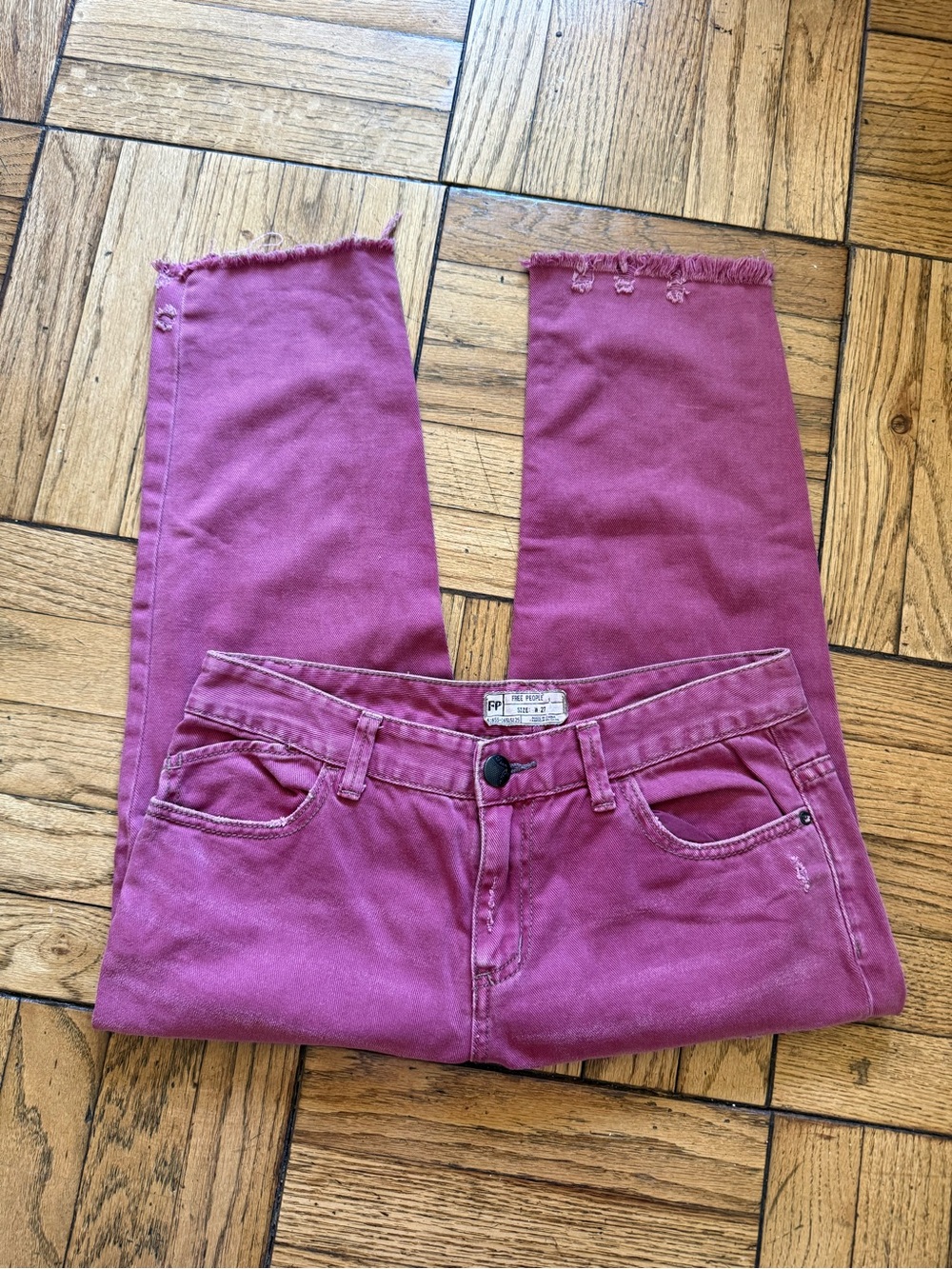 Free People Cropped Frayed Hem Jeans